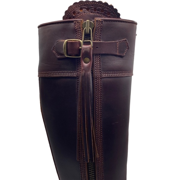 Penelope Chilvers Leather Long Tassel Knee High Boot in Conker Size 38 - Picture 5 of 15